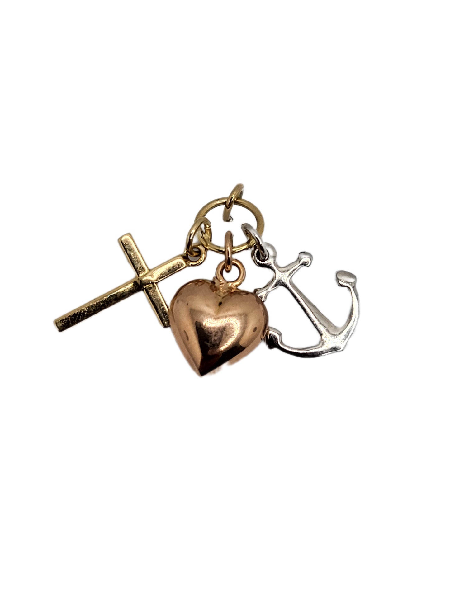 Tricolor Anchor, Cross and Heart 18K
