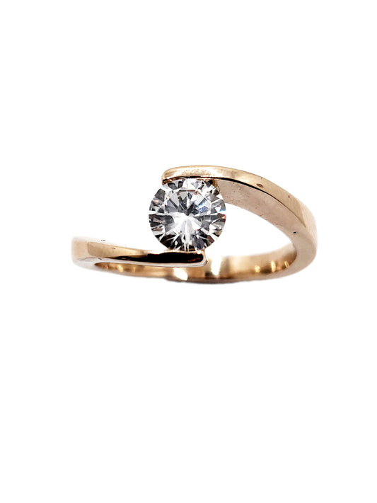 Ring with Cz Rose Gold 14K