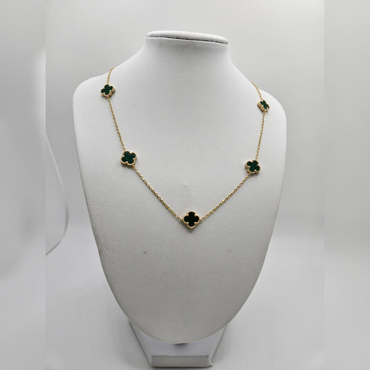 Necklace 14k Green Flowers