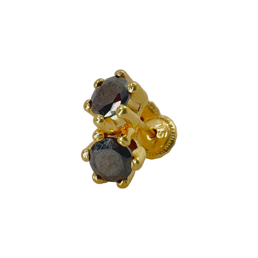 Earrings Black Stone Gold 18k