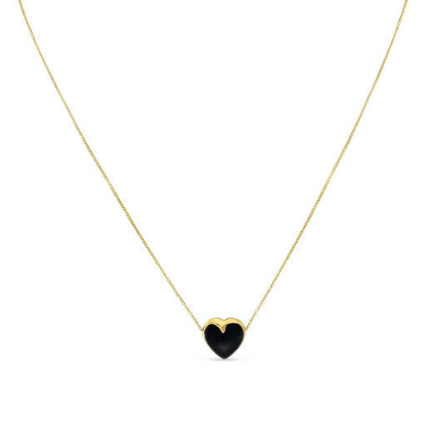 Necklace black heart puff.