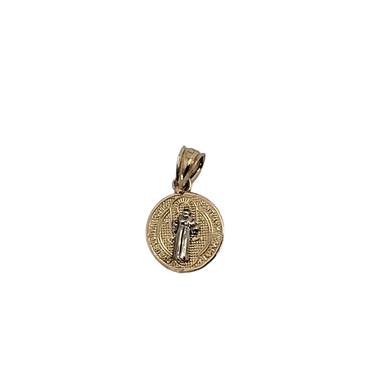 Saint Benedict Medal in 14k White Gold and Yellow Gold Saint Benedict Medal (13inch)