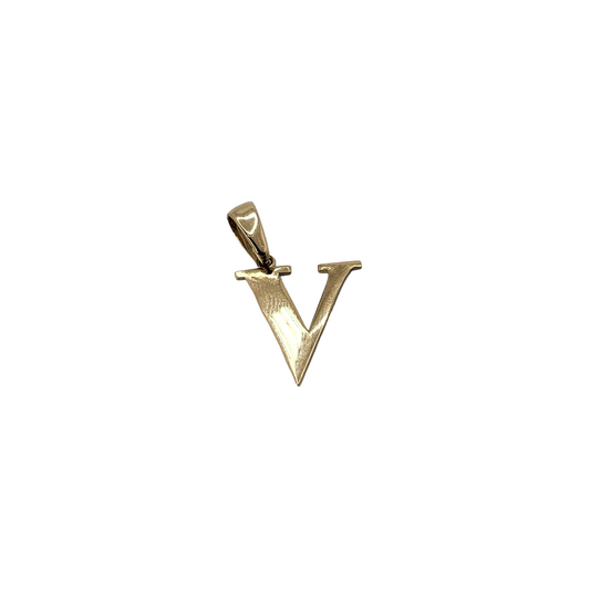 Initial Letter V Pendant 14k Yellow Gold