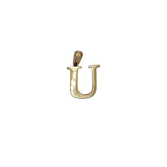 Initial Letter U Pendant 14k Yellow Gold