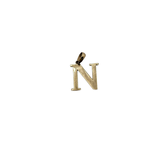 Initial Letter N  Pendant 14k Yellow Gold