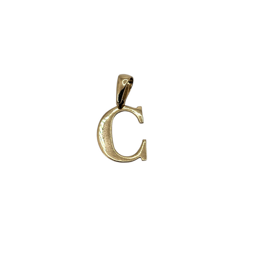 Initial Letter C  Pendant 14k Yellow Gold