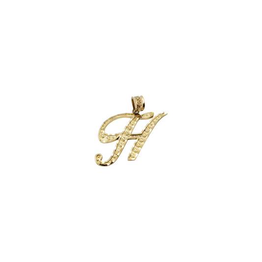 Italian 10k Yellow Gold Letter H Charm