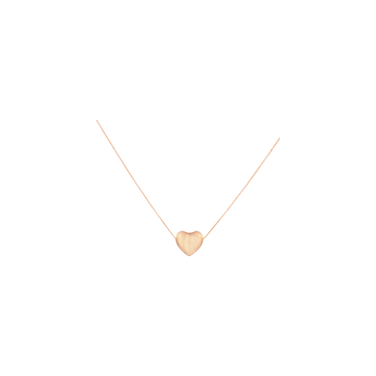 Rose Gold Heart Puff Necklace