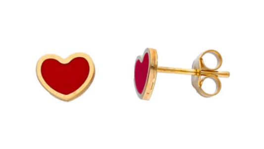 Earring Red Heart 18K